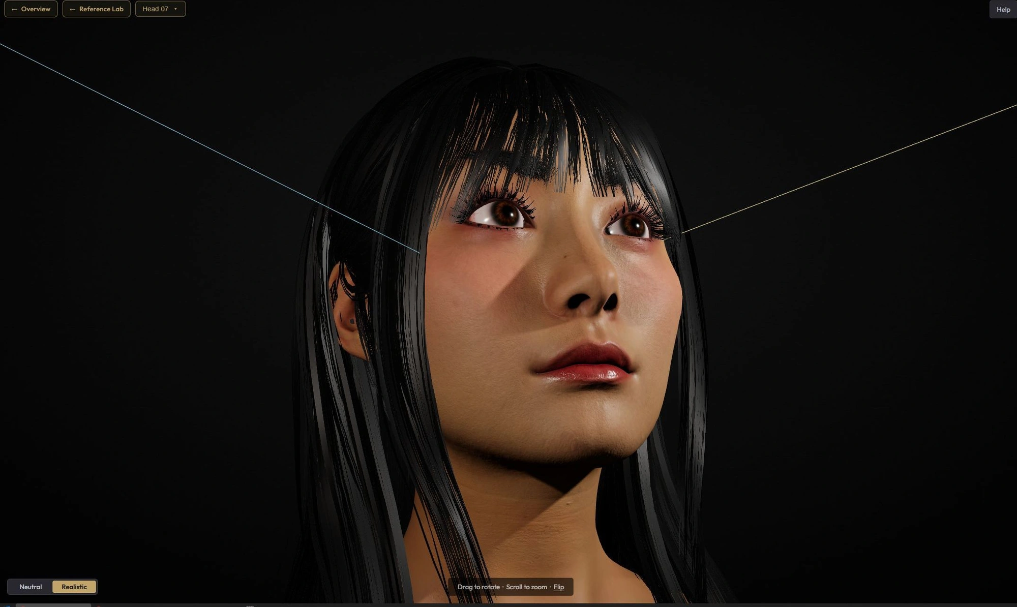 Young woman up close, realistic skin