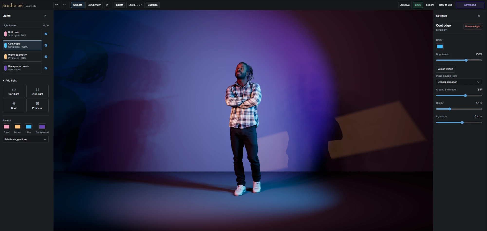 Studio 06, the Color Lab, with colored light layers